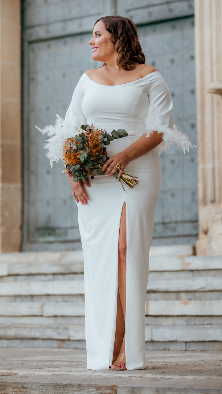 Vestido Novia Plumas