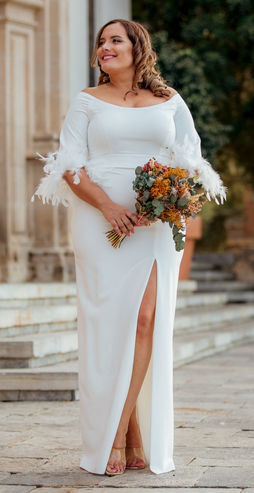 Vestido Novia Plumas