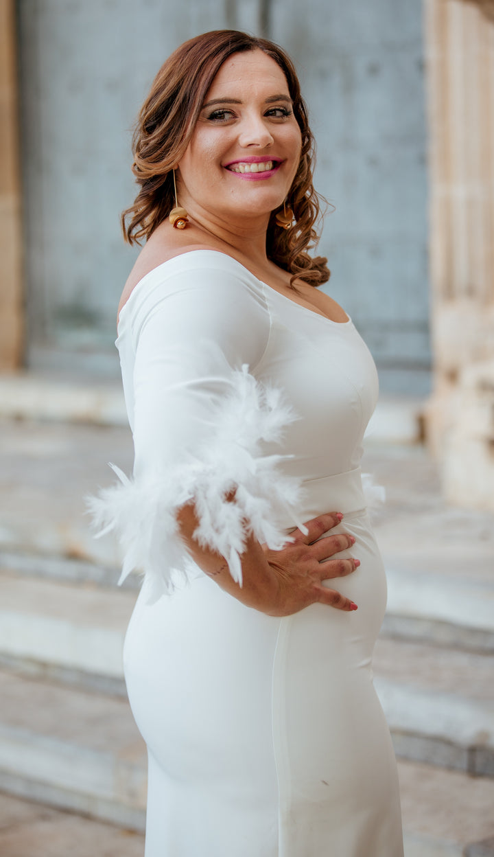 Vestido Novia Plumas