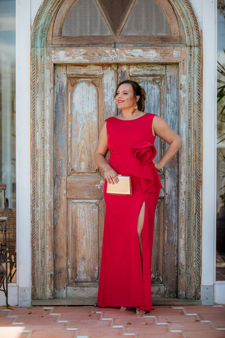 VESTIDO FLOR ROJO