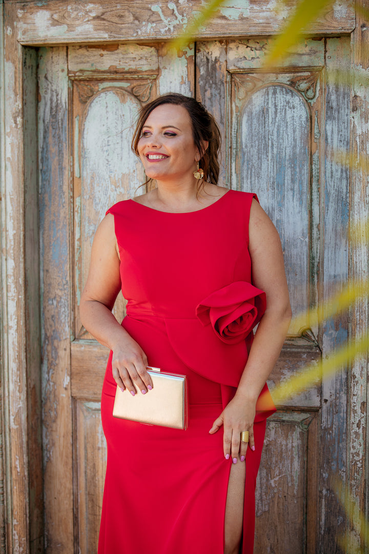 VESTIDO FLOR ROJO