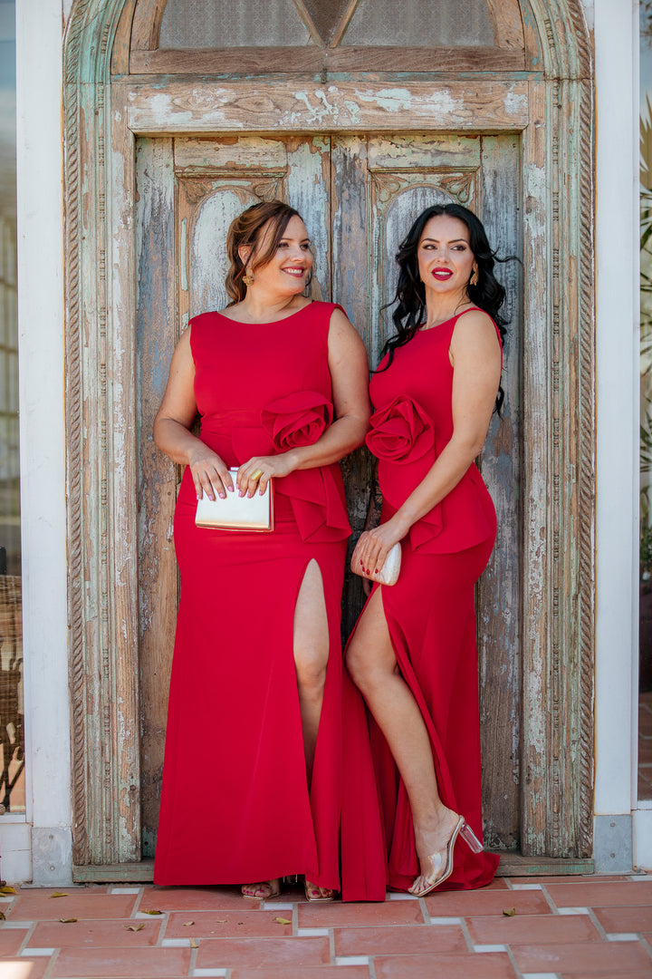 VESTIDO FLOR ROJO
