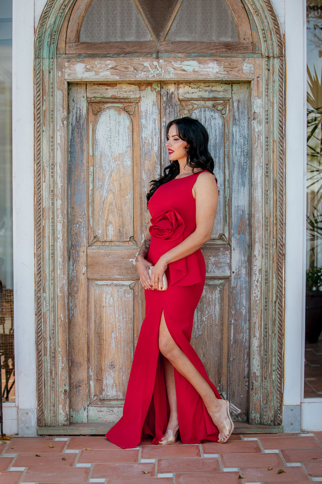 VESTIDO FLOR ROJO