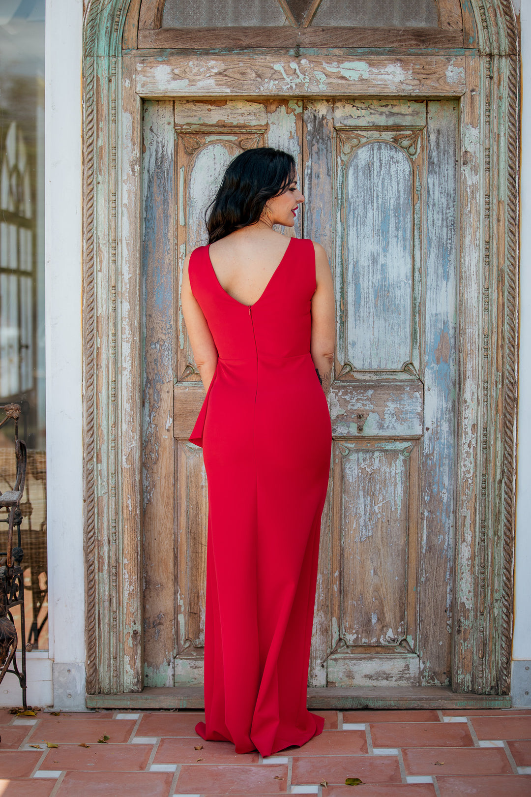 VESTIDO FLOR ROJO