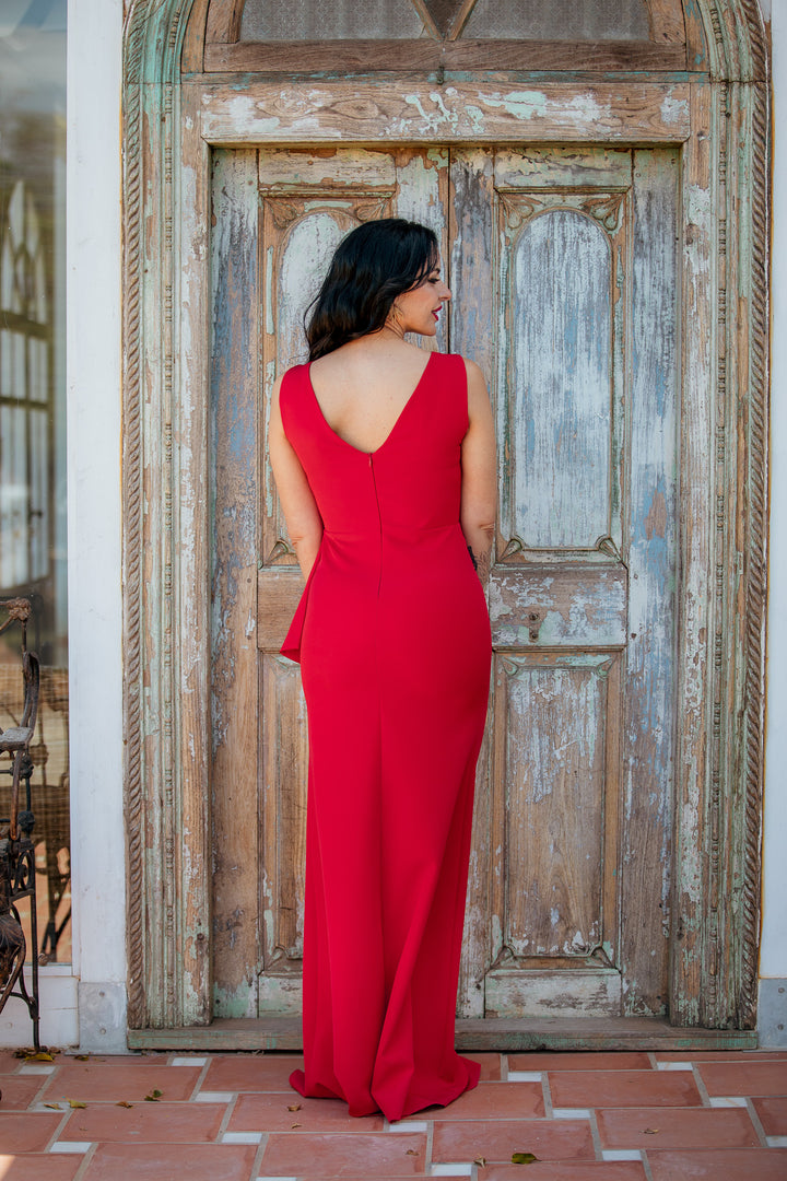 VESTIDO FLOR ROJO