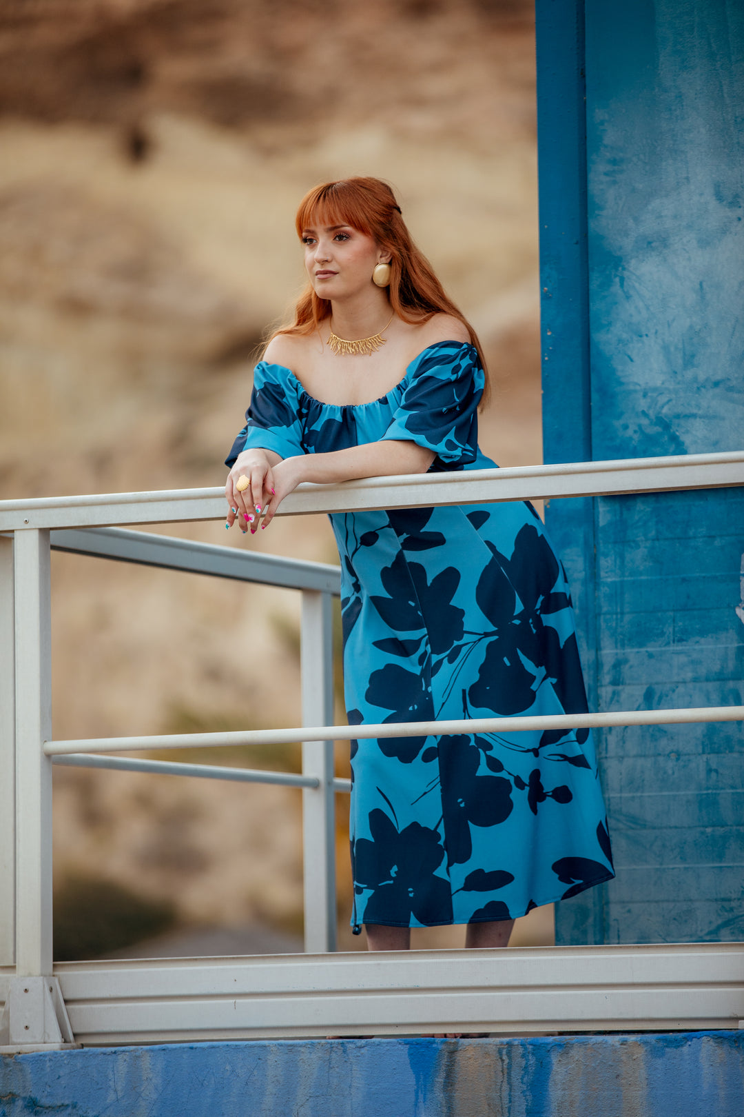 Vestido Cala Estampado Azul