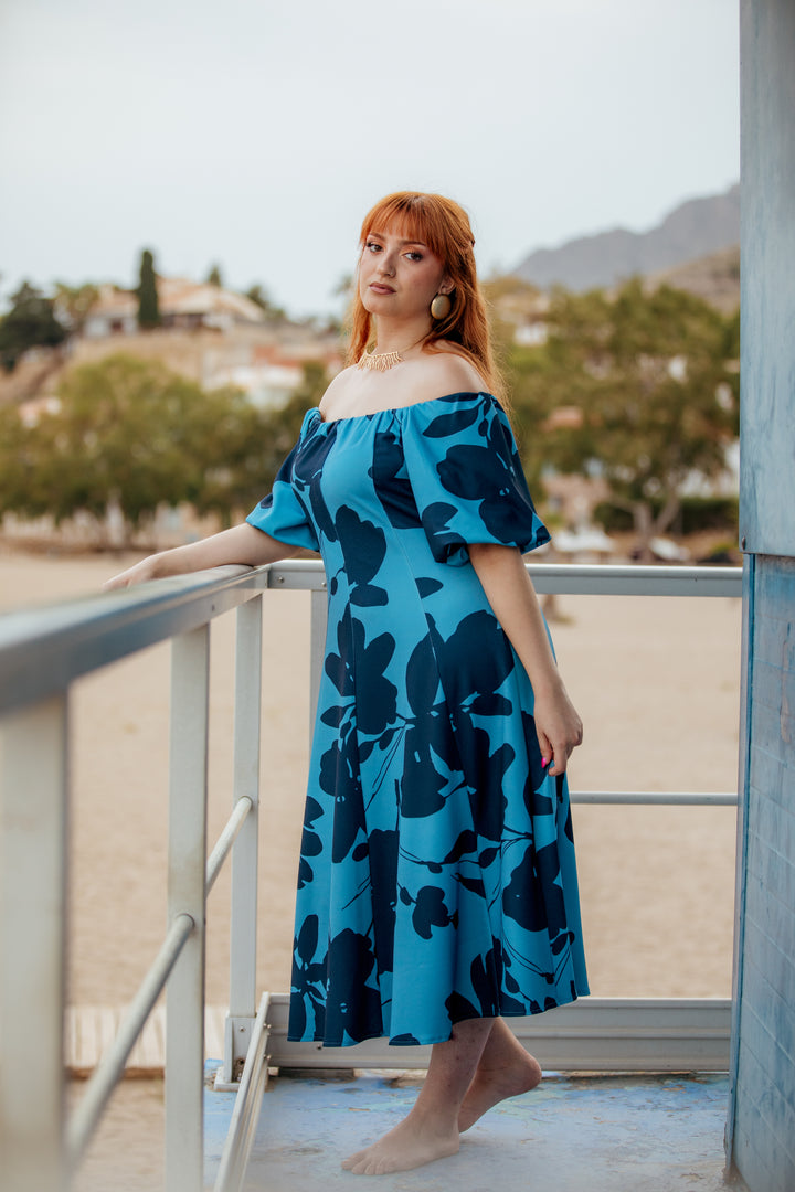 Vestido Cala Estampado Azul