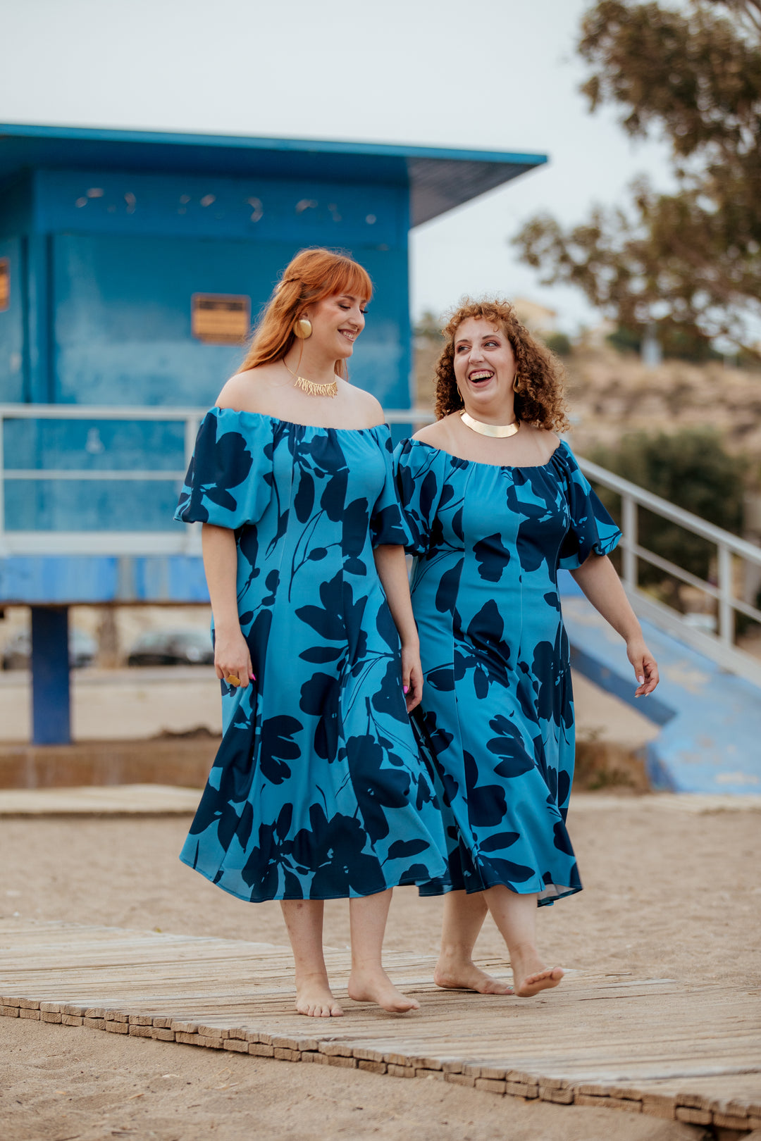 Vestido Cala Estampado Azul