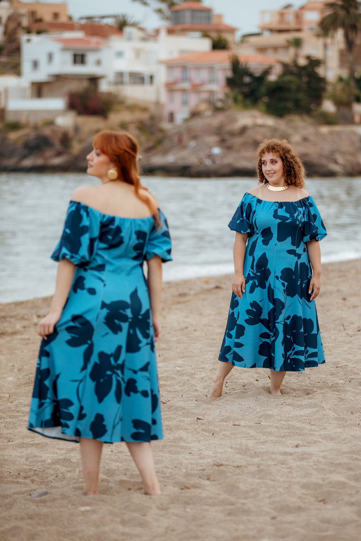 Vestido Cala Estampado Azul