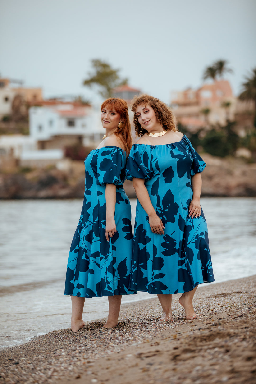 Vestido Cala Estampado Azul