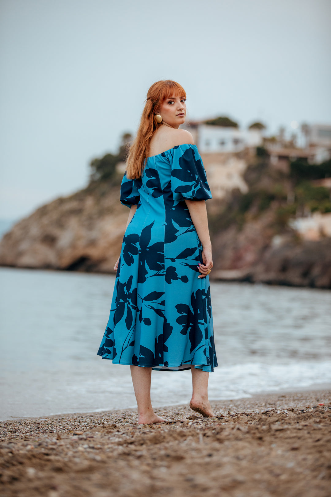 Vestido Cala Estampado Azul