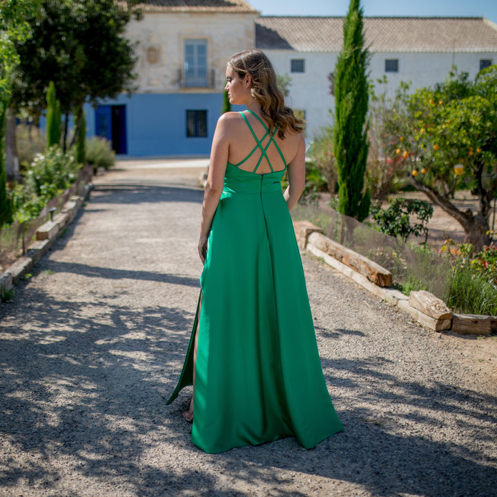 VESTIDO LARGO VERDE TIRANTES