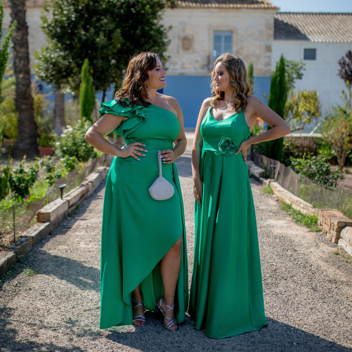 VESTIDO LARGO ASIMÉTRICO VERDE