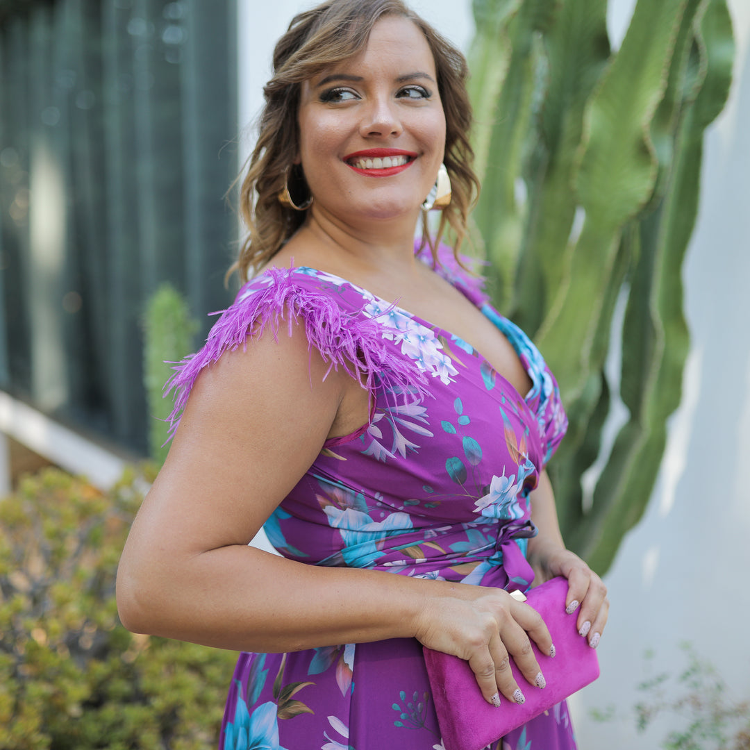VESTIDO LARGO ESTAMPADO BUGANVILLA FLORES