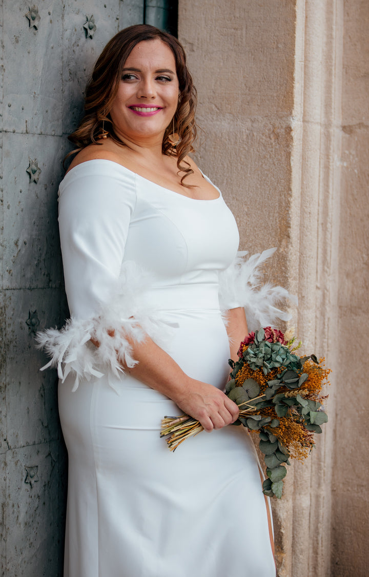 VESTIDO NOVIA PLUMAS