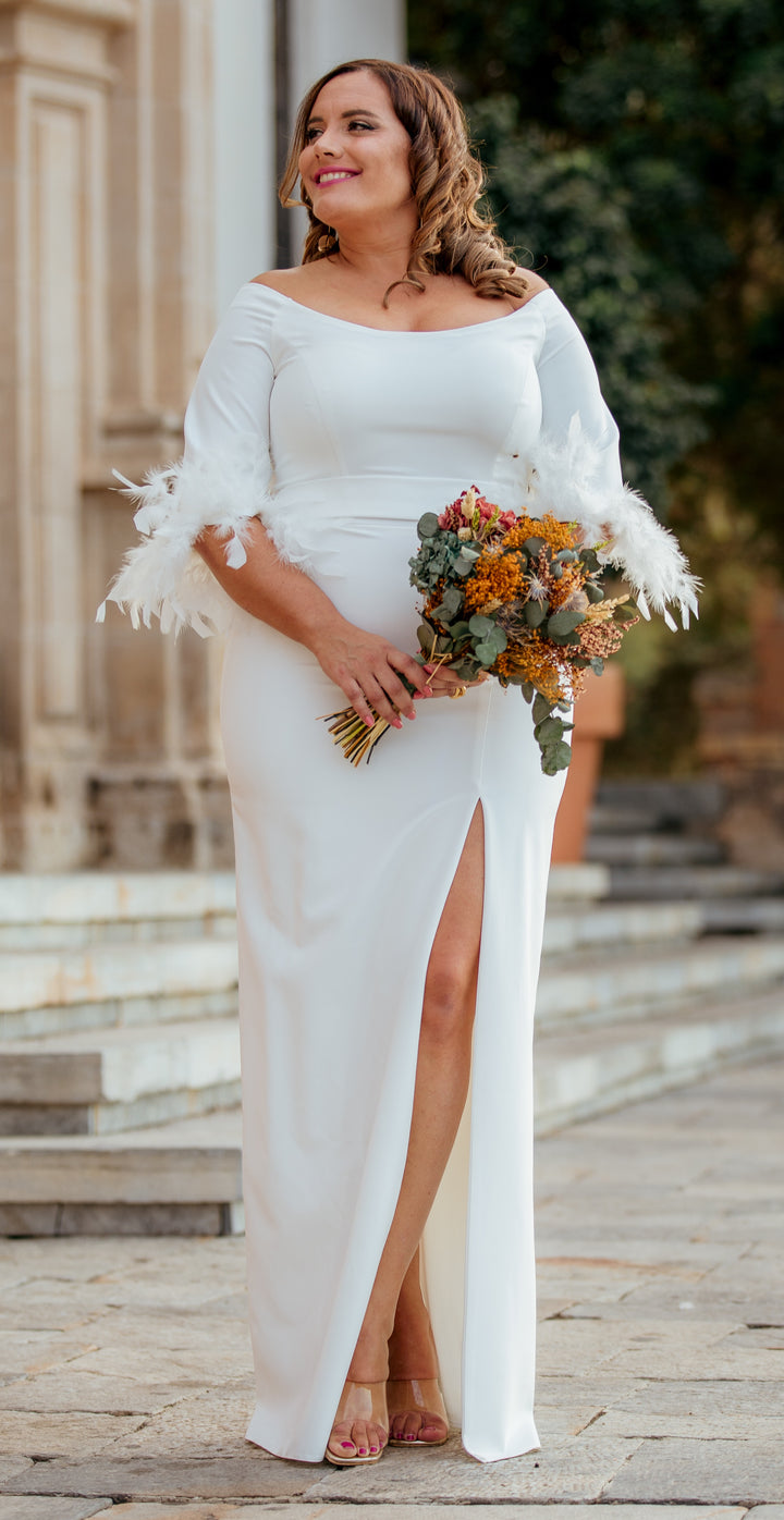 VESTIDO NOVIA PLUMAS