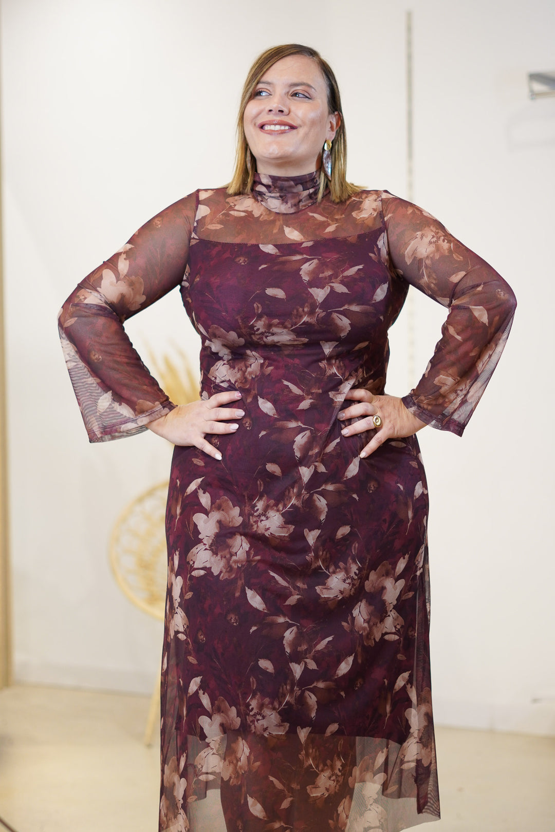 Vestido Floral Granate