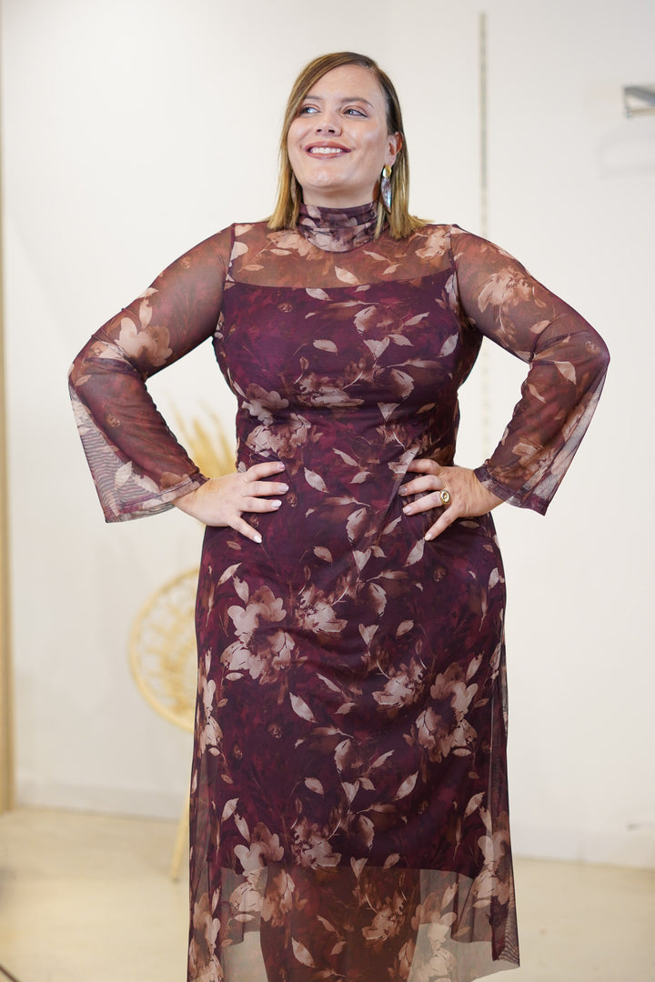 Vestido Floral Granate