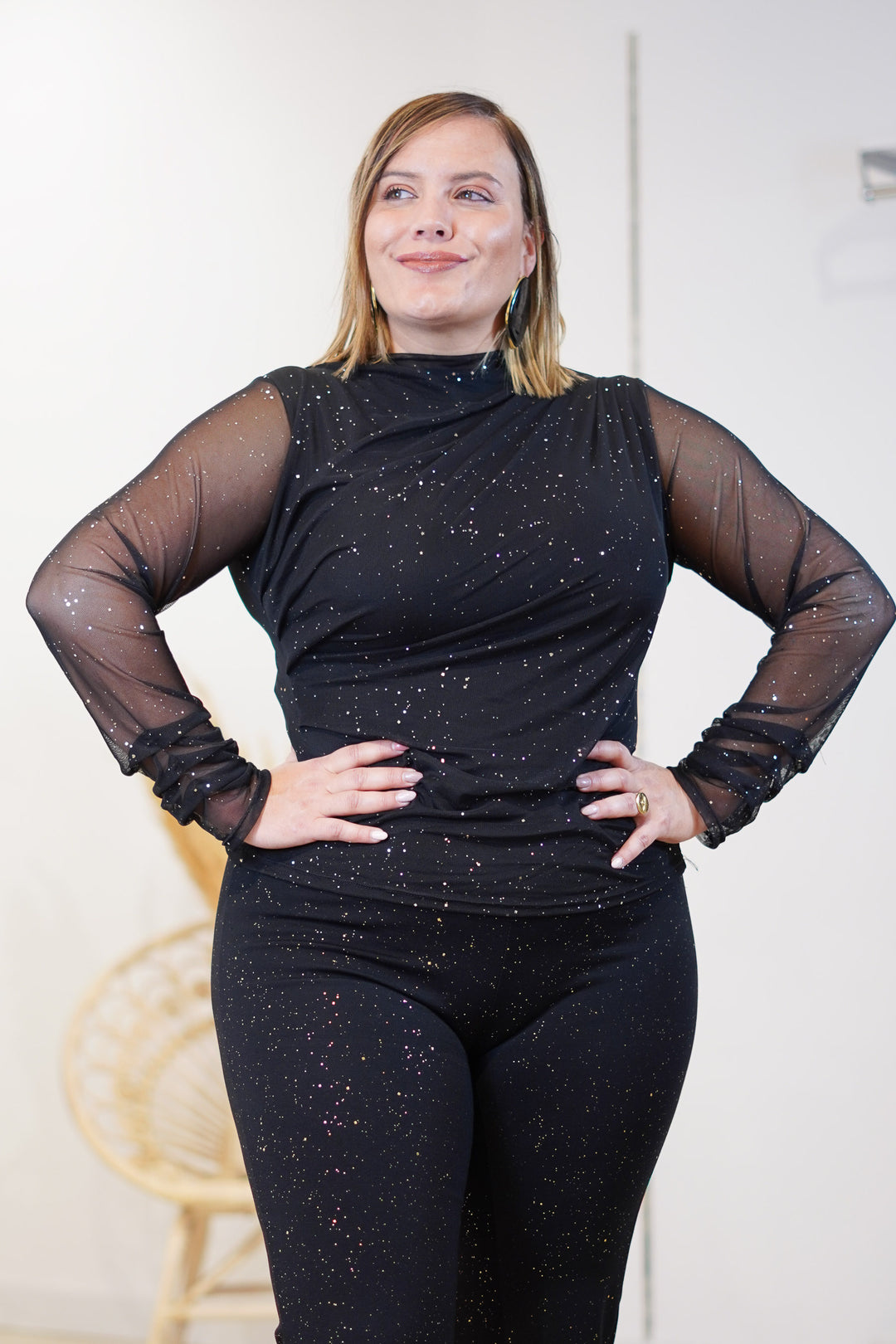 Blusa Brillo Transparencia Negro