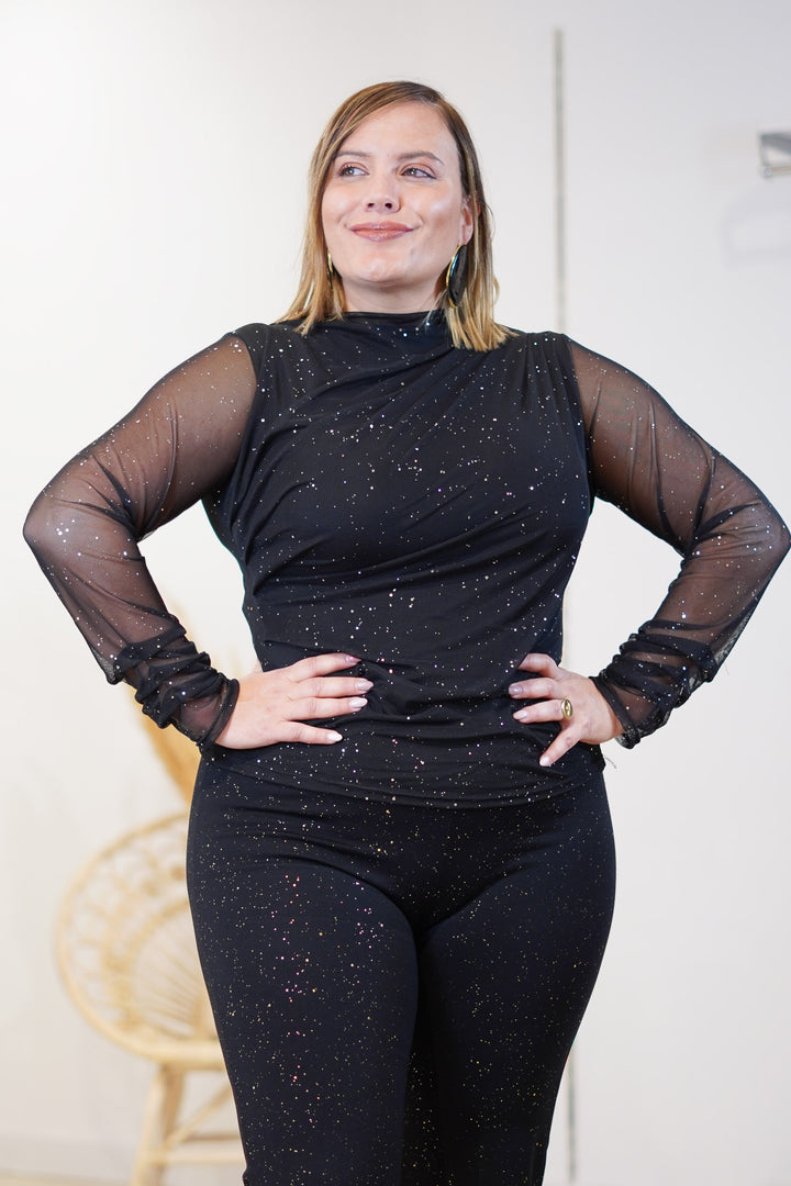 Blusa Brillo Transparencia Negro