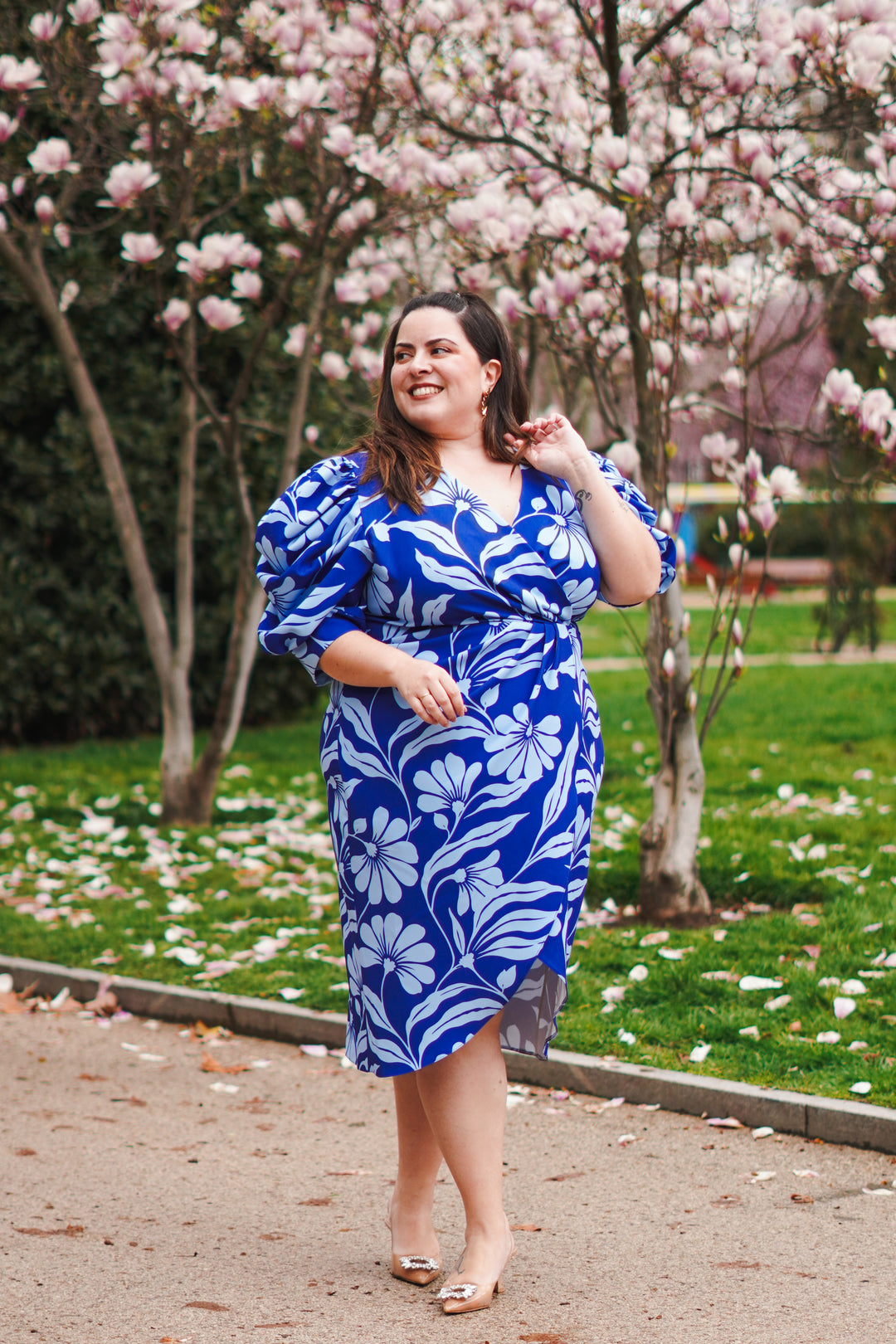 Vestido Capela Estampado Flores Azul