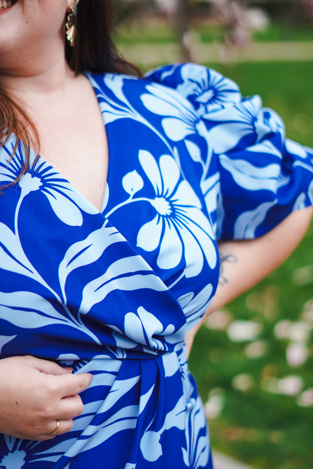 Vestido Capela Estampado Flores Azul