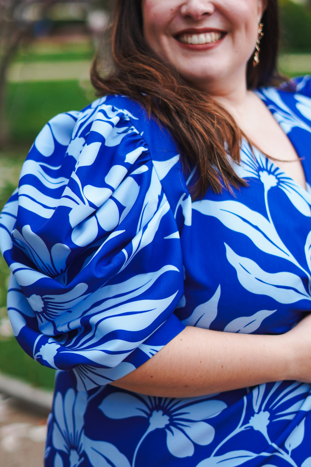 Vestido Capela Estampado Flores Azul
