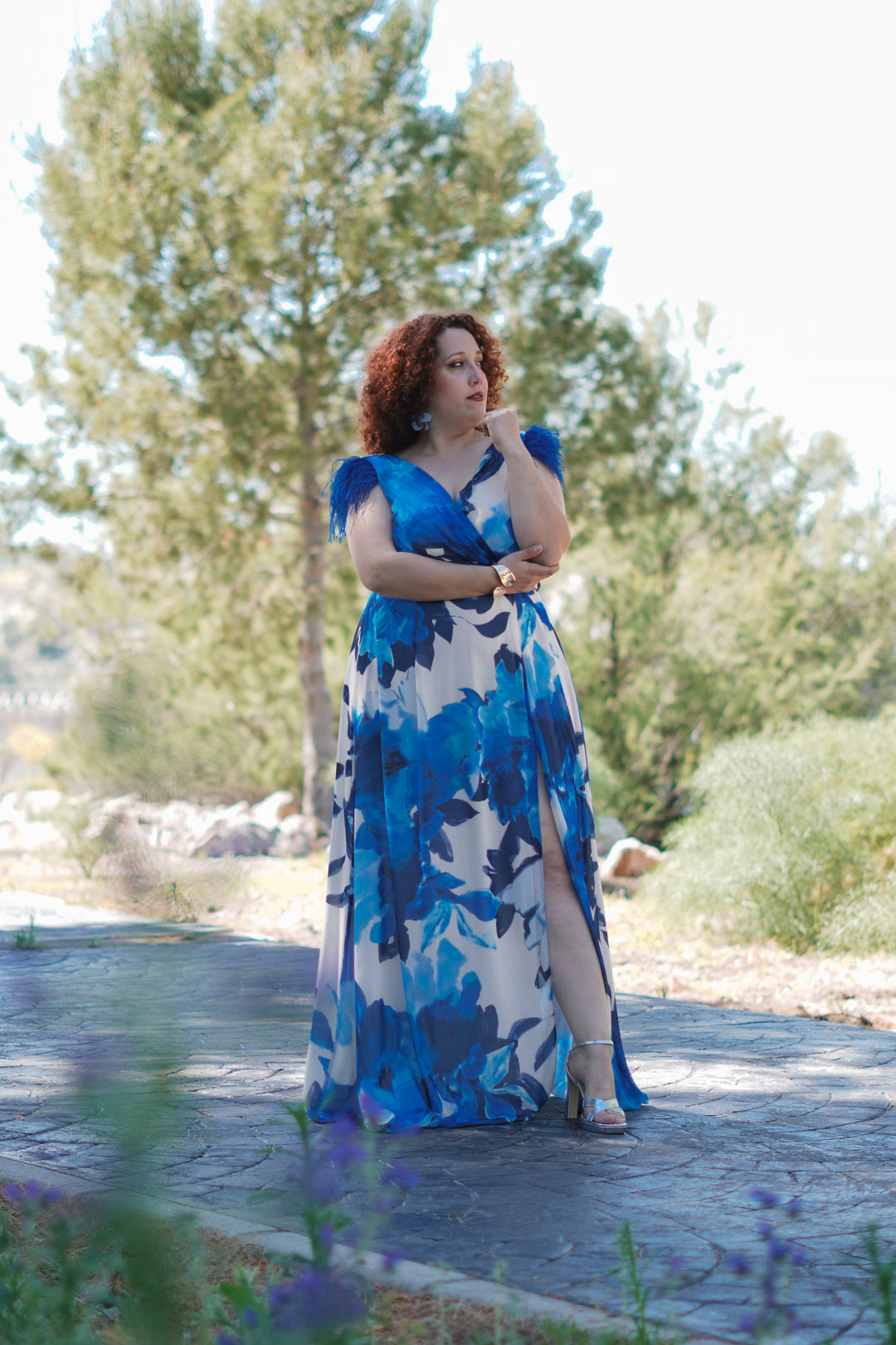 Vestido Plumas Largo