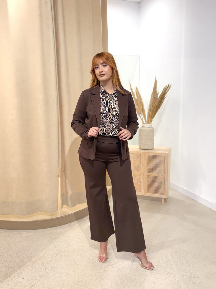 Pantalón Punto Traje Marrón