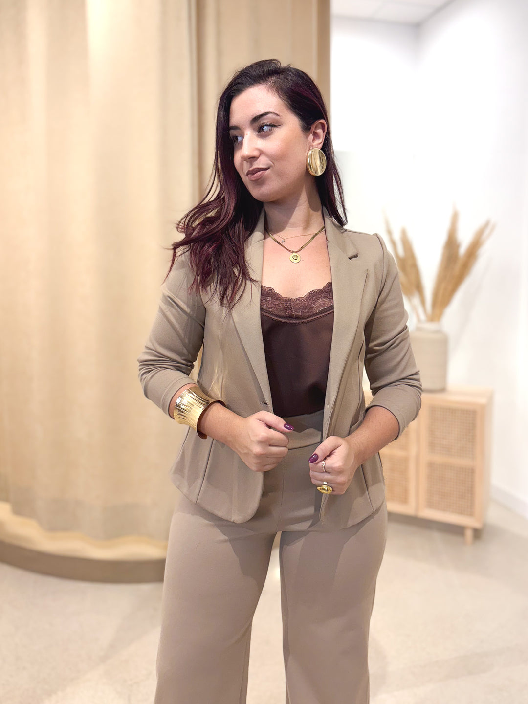 Chaqueta Punto Traje Beige