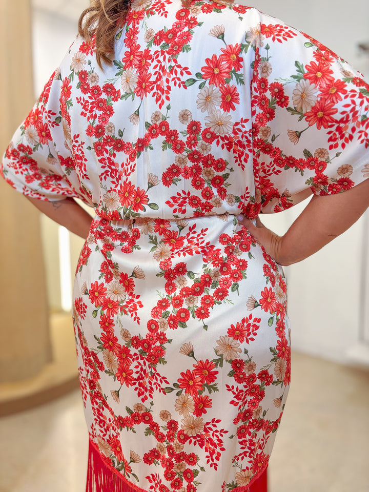 VESTIDO FLORES ORQUIDEA ROJO