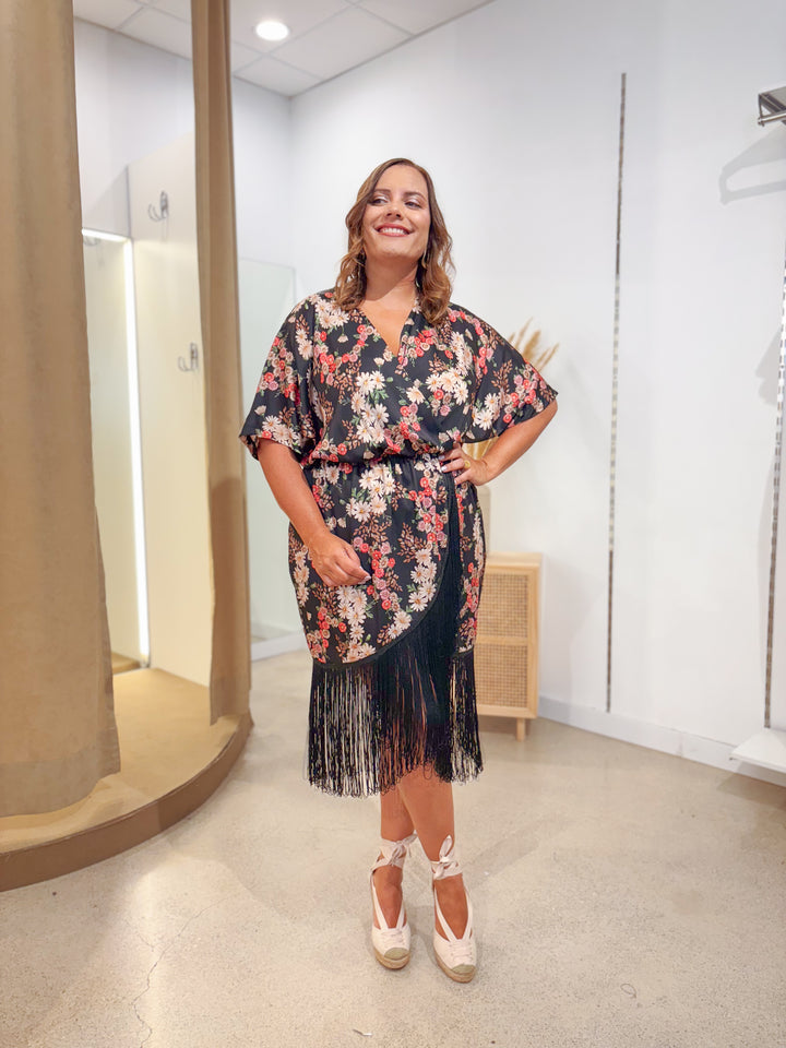 VESTIDO FLORES ORQUIDEA NEGRO