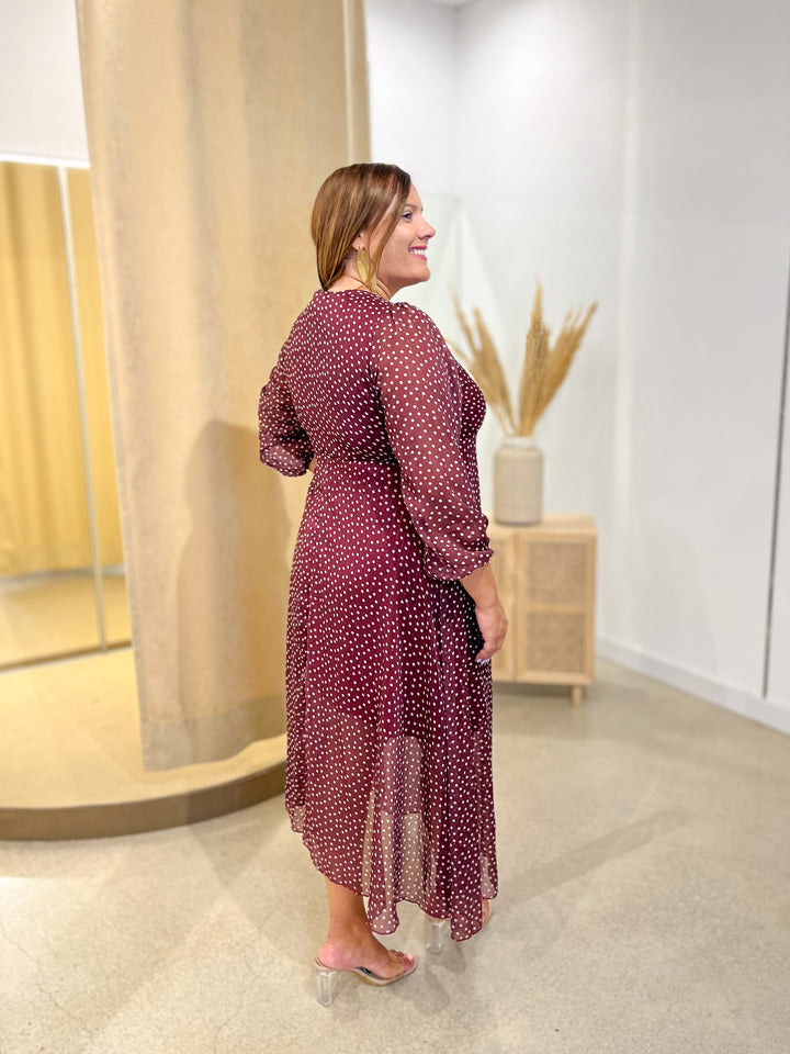 Vestido Lunares Burdeos