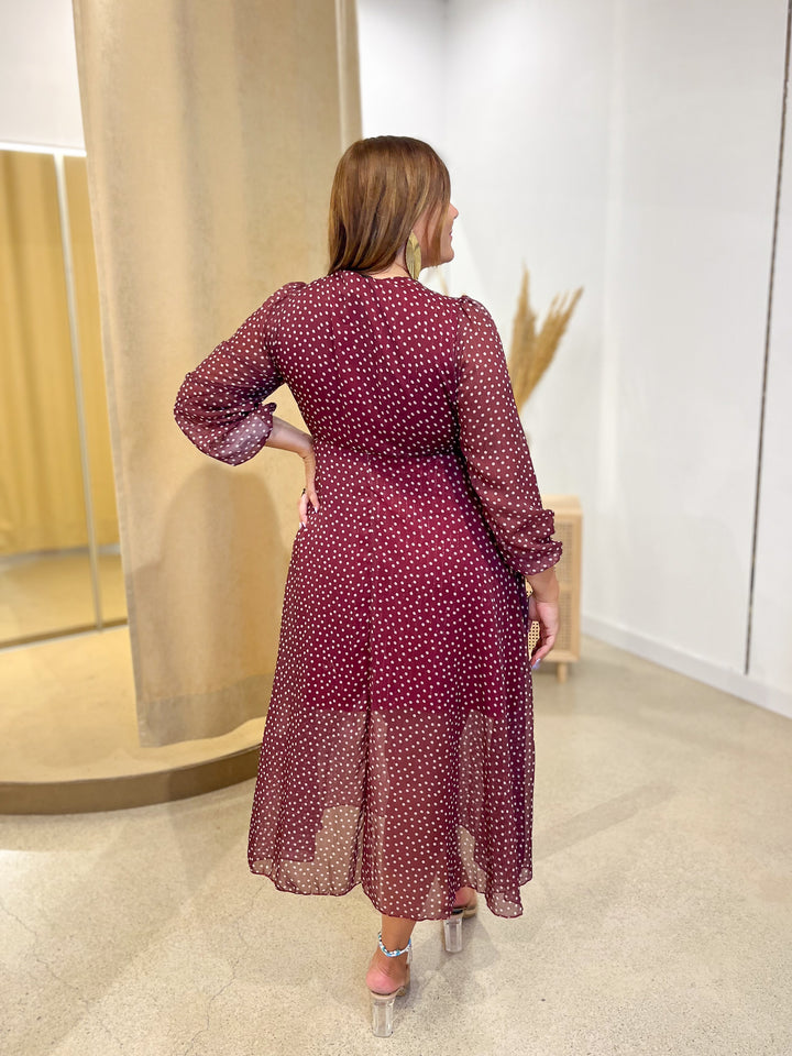 Vestido Lunares Burdeos