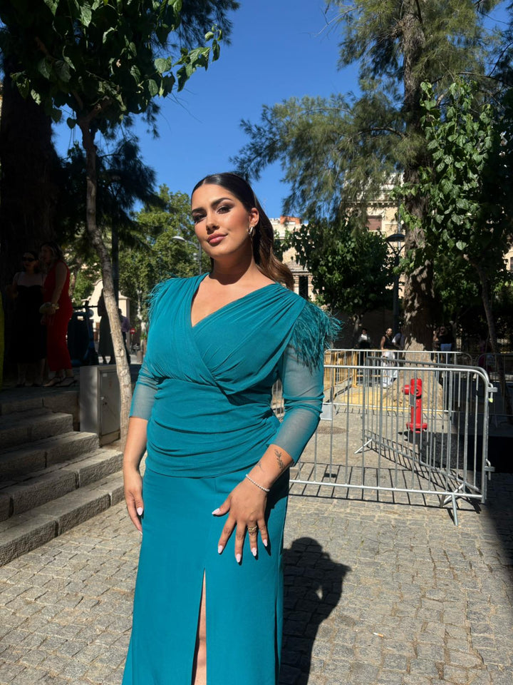 Vestido Iris Plumas
