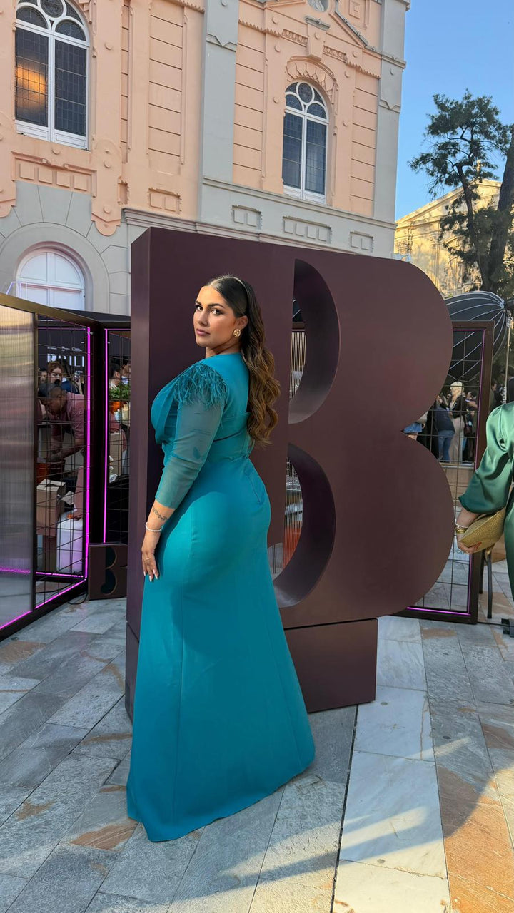 Vestido Iris Plumas
