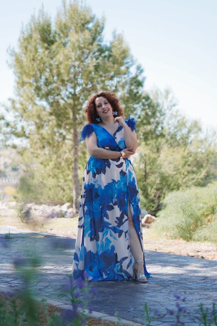 Vestido Plumas Largo